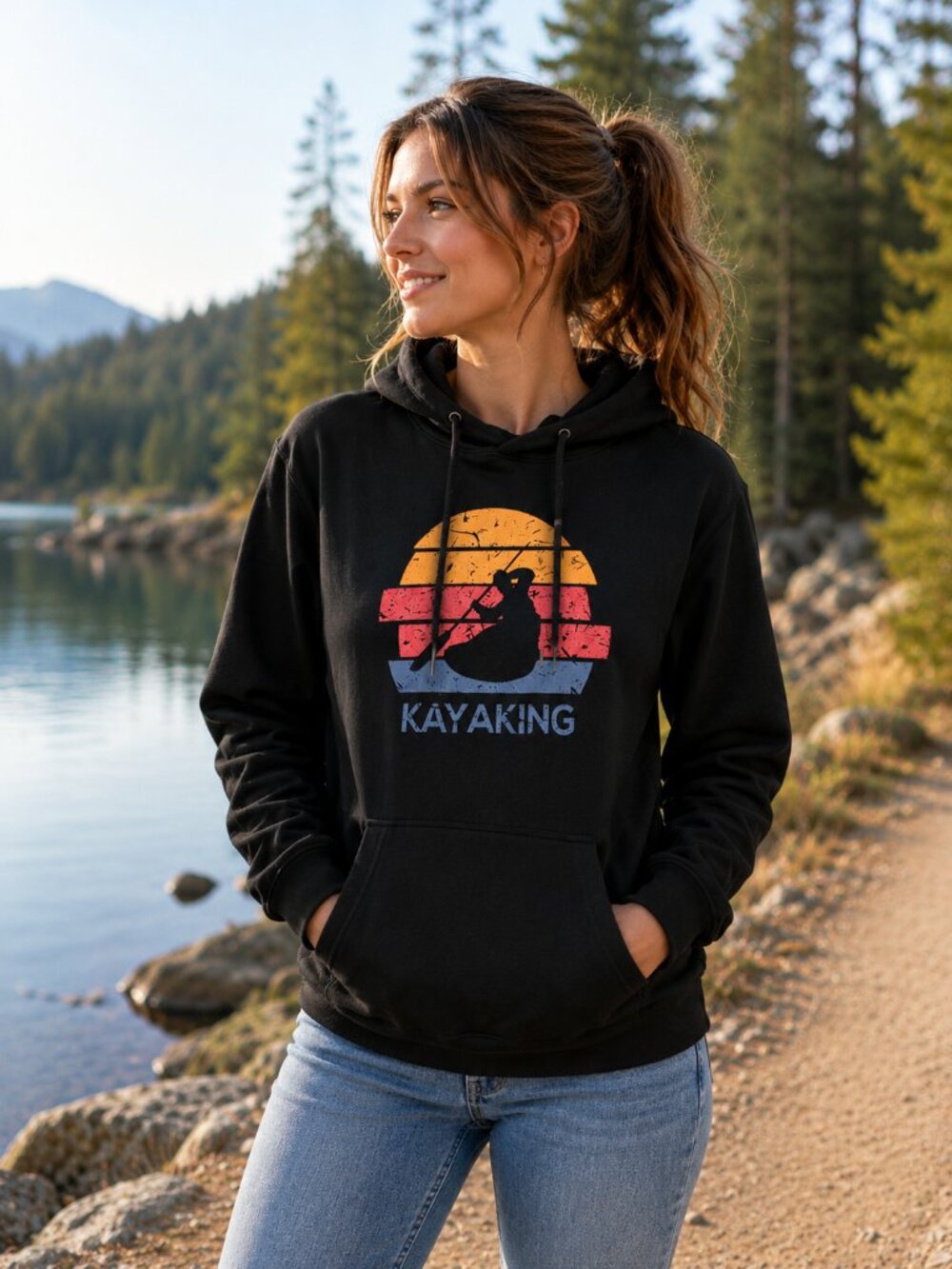 Kyodan Outdoors Kayaking Graphic Hoodie – Black – Size L